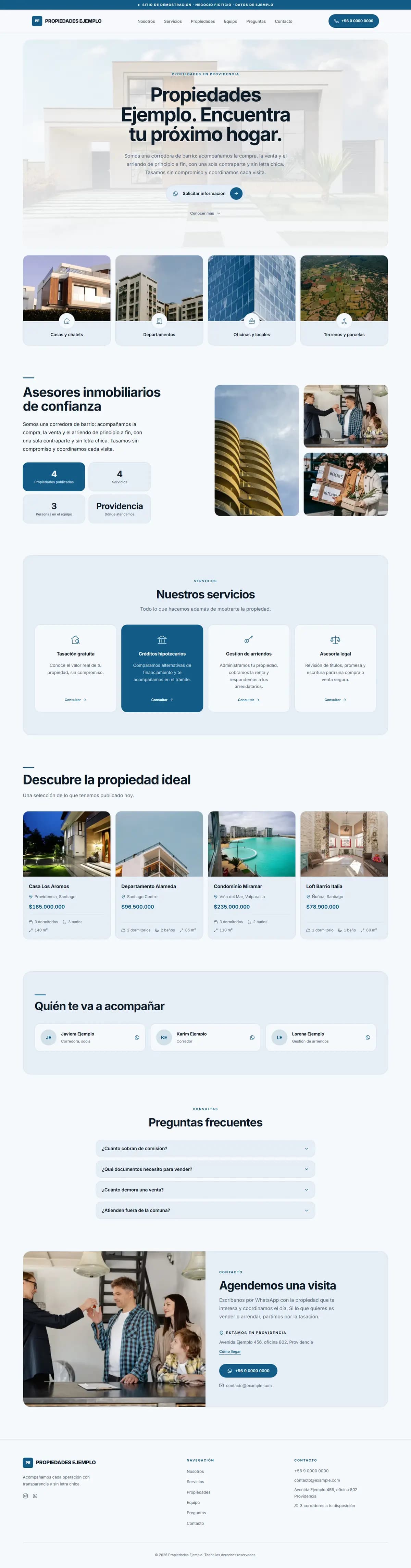 Ejemplo de sitio para Inmobiliaria visto en escritorio