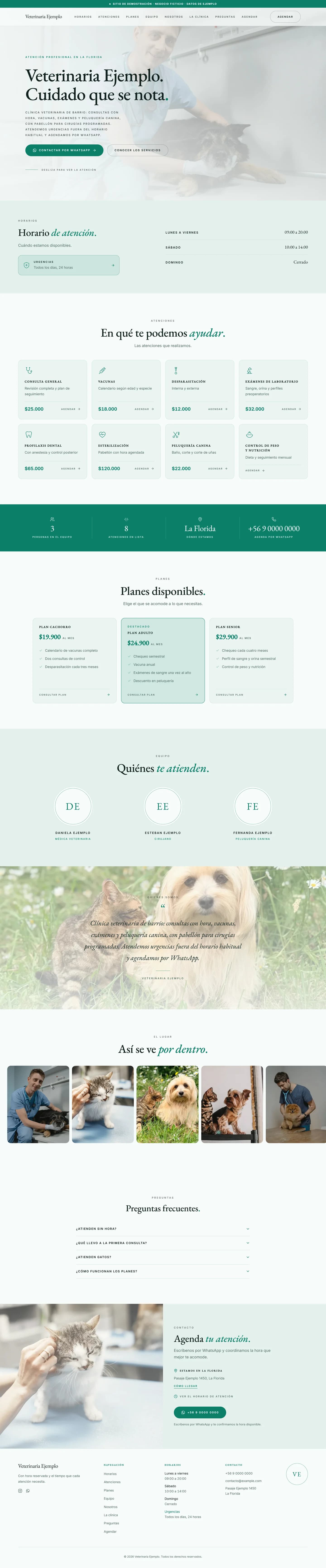 Ejemplo de sitio para Veterinaria visto en escritorio